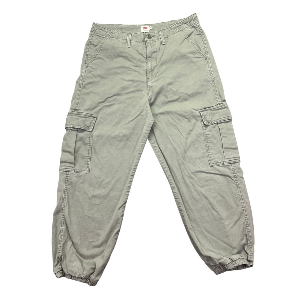 Levi's Olive Green Cargo Pants‎ Elastic Cuff Casual Utility Sz 31 Fits 31.5" Y2K